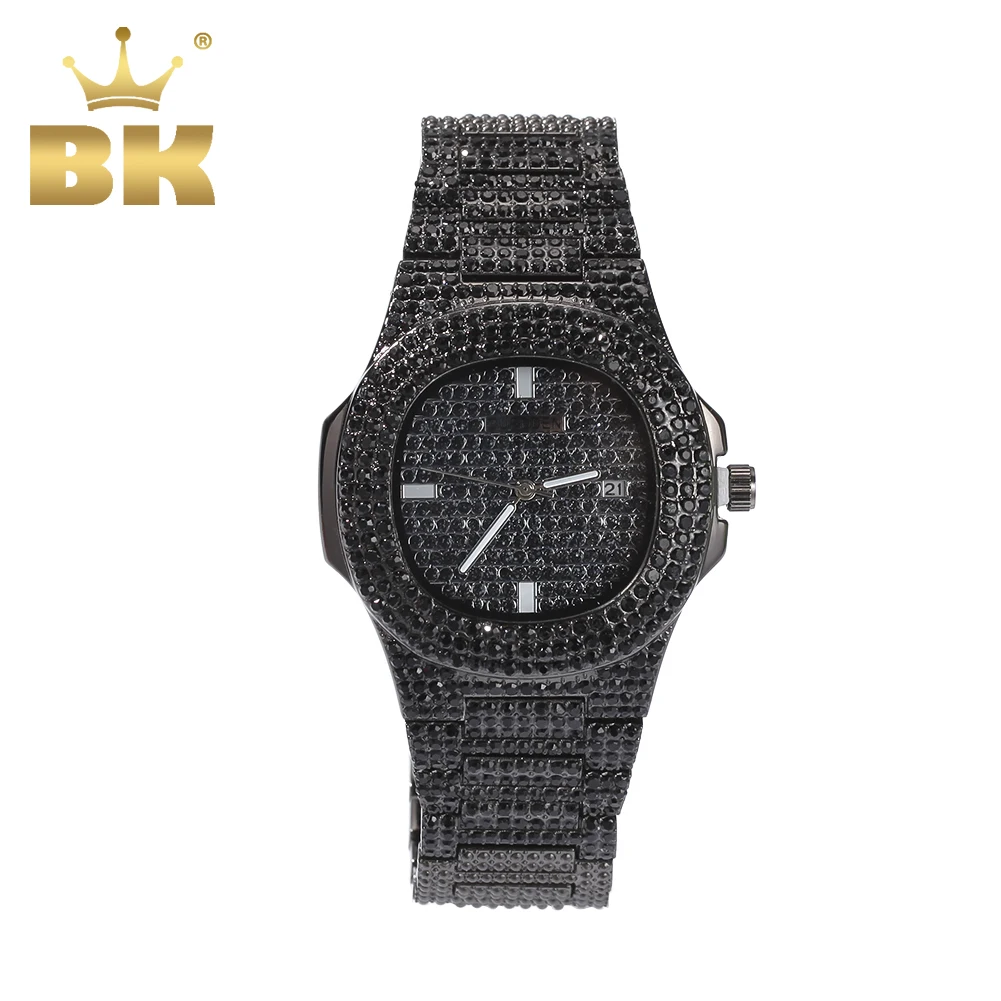 THE BLING KING  Men's Watch Iced Out Rhinestone Diamond Watch Quartz HIPHOP Watches With Stainless Steel Watch Clock relogio