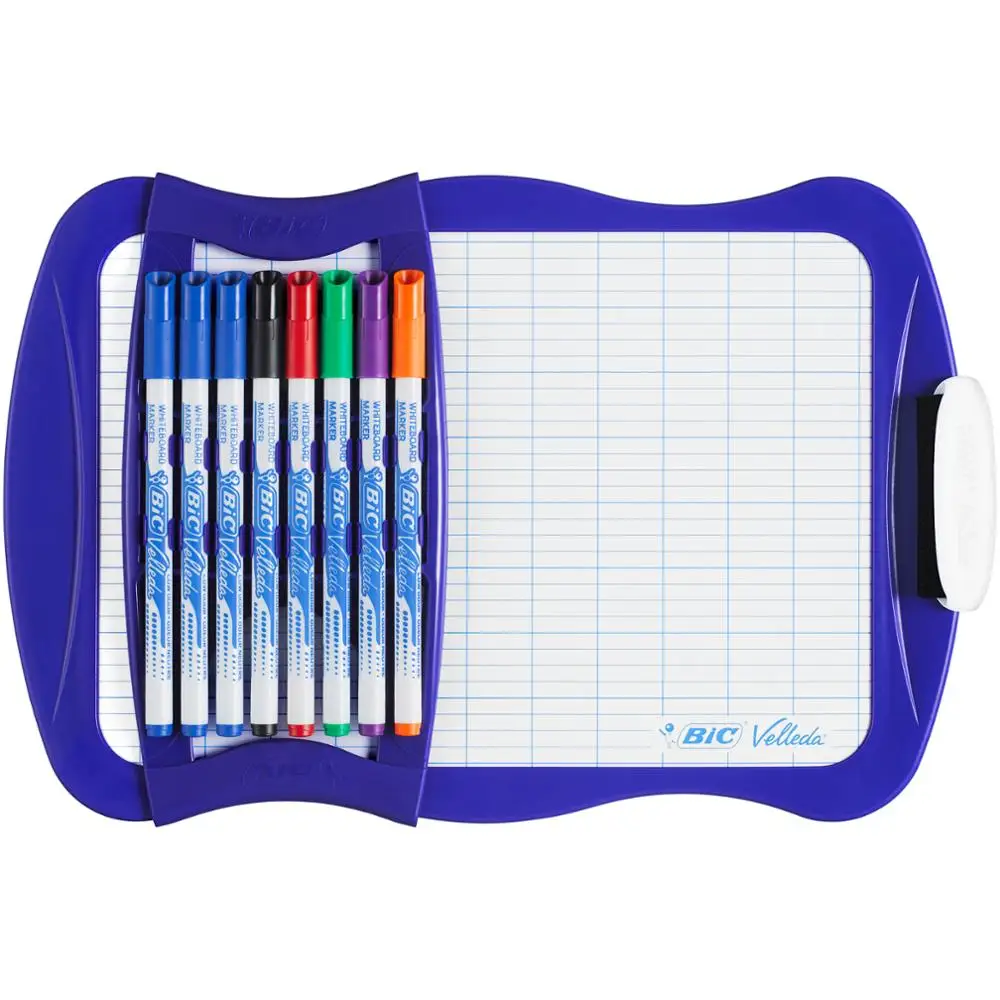 Доска для рисования BIC Velleda в комплекте с 8 маркерами и стирающей губкой 20*30 см