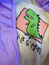 Sudadera con capucha de dinosaurios para mujer, ropa estilo coreano con estampado de dibujos animados, informal
