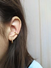 CANNER de Plata de Ley 925 trepadores de plata de la oreja aretes para las mujeres círculo geométrico Clip para la oreja con personalidad No perforado agujero pendientes de Clip pendientes largos aretes pendientes