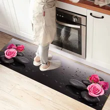 Else черный спа камни Розовые розы цветы 3d принт Нескользящая микрофибра кухня счетчик современный декоративный моющийся коврик