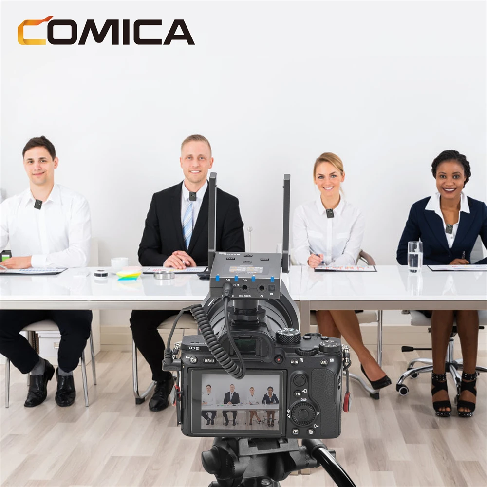 Comica BoomX-U QUA 4 Channels UHF Wireless Lavalier Microphone for Camera Phone Video Shooting Interview Live Streaming