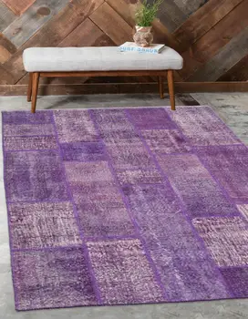

Else Purple Anatolian Patchwork Rug Turkish Handmade Organic Area Rug Decorative Home Decor Wool Patchwork Rug Carpet