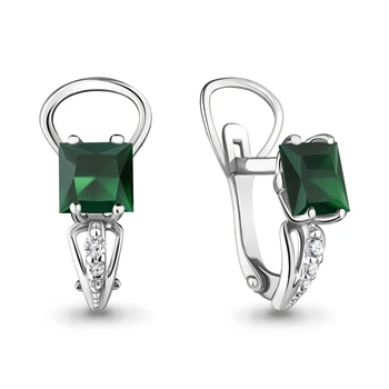 

Earrings made of silver with agate Green and cubic zirconia
