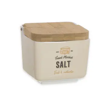 

Original Kitchen salt with cover bambu Food Truck Ceramica White 12x12 cm