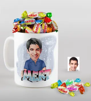 

Personalized Mr Is Caricature Of mug And Haribo Candy Gift Seti-1
