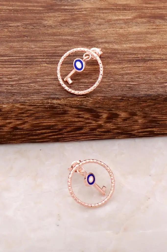 

Rose Silver Cabochon Key Ring Earrings 2193 High Quality Hand Made Original Filigree Silver Jewellery Gift for Women