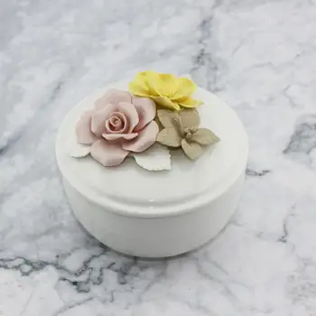 

8x7cm Floral Porcelain Candy Bowl Box