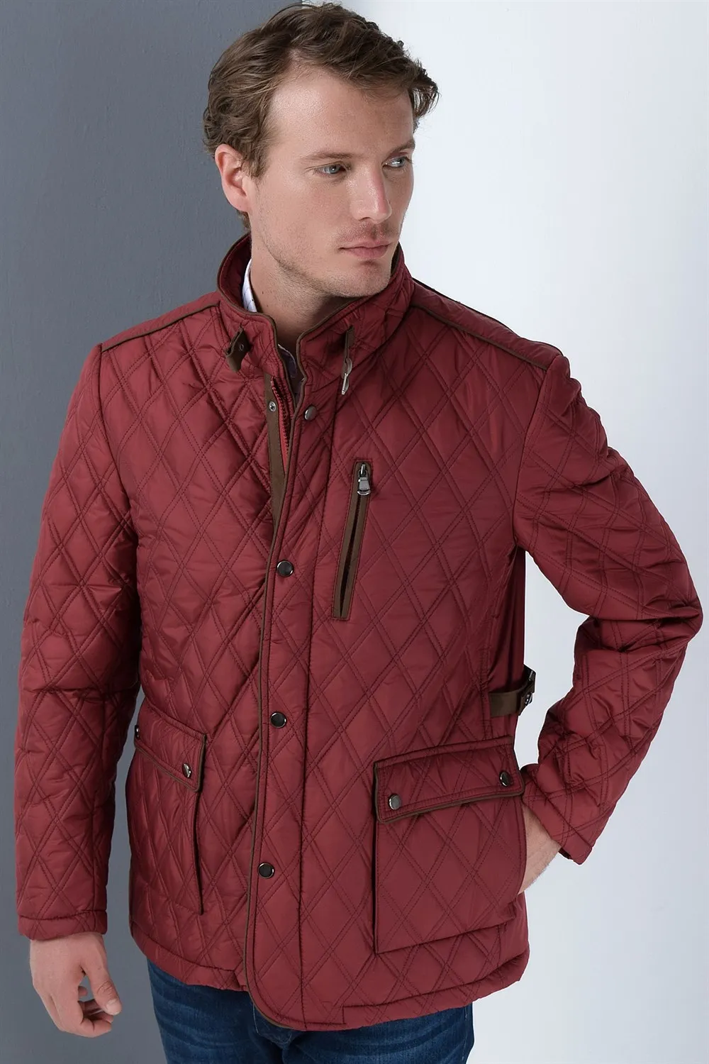 K8613 DEWBERRY пальто-бордовый | Мужская одежда