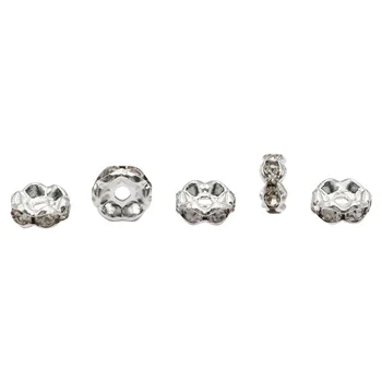 

Rondel with rhinestones 8mm, 10 pcs/pack, Astra (Silver/transparent)