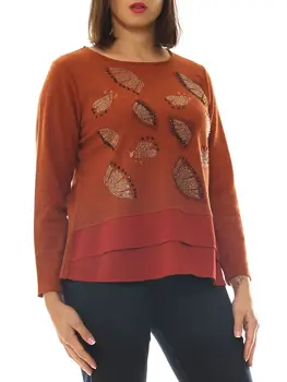 

Sweater women jersey soft wool blend with rhinestone and stone size