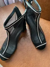 [Sordo] 2021 del dedo del pie redondo de la cremallera de malla hueco zapatos únicos respirables de las mujeres zapatos de tacón alto botas frescas nueva primavera verano marea 10I078