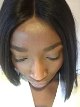 Bob peluca brasileña corta hueso recto pelucas de cabello humano para las mujeres negras peluca negra T malla con división Bob Peluca de cabello humano Pre arrancado
