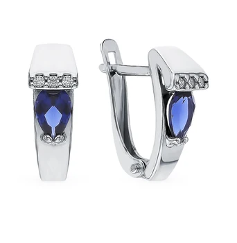 

Silver earrings with cubic zirconia and nanosaphires sunlight sample 925