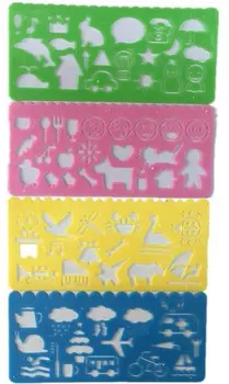 

4pcs Assorted Student Plastic Child Drawing Patterns Multicolored Ruler