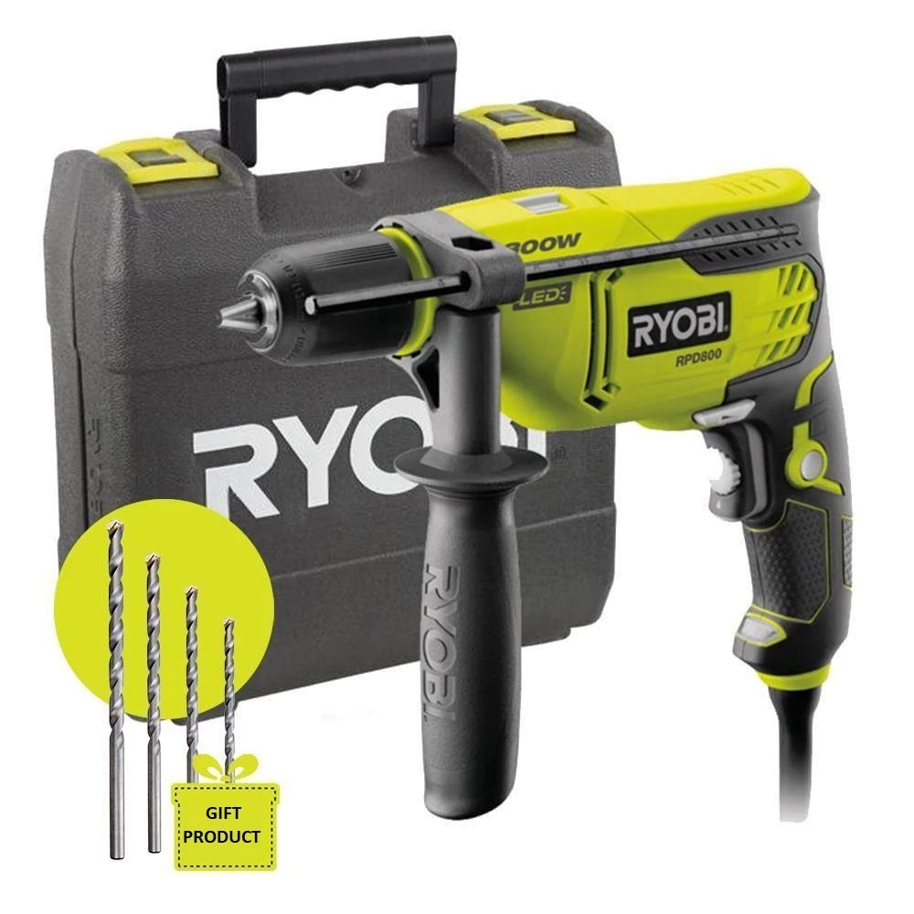 Taladro de impacto Ryobi RPD800K 800Watt 13mm|Taladros eléctricos| -