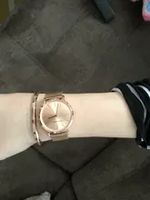 La Rosa Oro 1 Set pulsera reloj del cuarzo de Japón creativo diseño impermeable de malla de acero inoxidable relojes reloj femenino