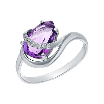 

Silver ring with amethyst and cubic zirconia sunlight sample 925