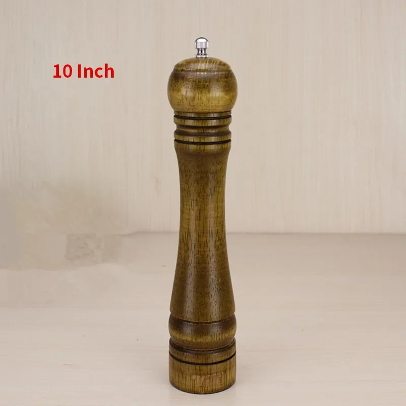 10 inch Мельницы для соли и перца твердая деревянная мельница для перца с Регулируемый Керамический мельница для специй мельница ручные мельницы для приправ кухонные инструменты - Цвет: 10 inch