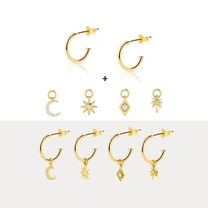 

Real 925 Sterling Silver Stud Earrings For Woman Anniversary Engagement Anniversary 6PCS Minimalis Earring Piercing Pendients