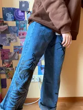 SHENGPALAE-pantalones vaqueros de pierna ancha para mujer, Jeans holgados informales con estampado de Hip-hop para verano, 2021