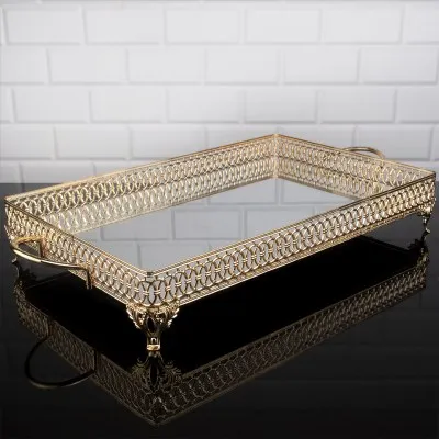 

wonderful dowry wedding mothers day birthday gift awesome decor Large LuLu Model Gold Color Mirror Tray