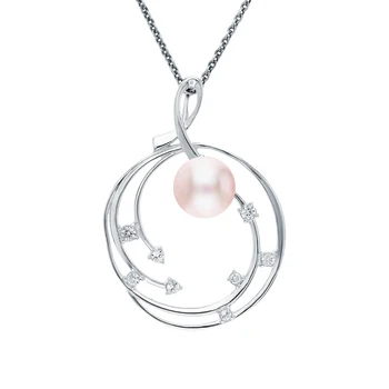 

Silver Pendant with cubic zirconia and pearls imitation sunlight sample 925