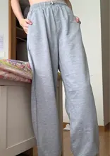Wide Leg-Trousers Tracksuit-Pants Joggers Grey Women Clothing Y2k High-Waist Korean Fashion