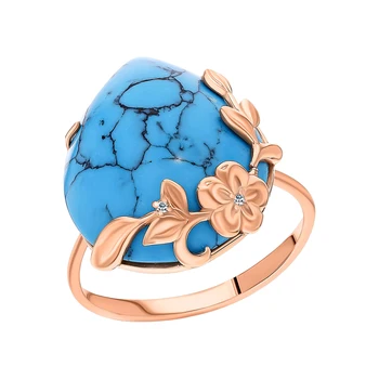 

Silver ring with turquoise and cubic zirconia sunlight sample 925