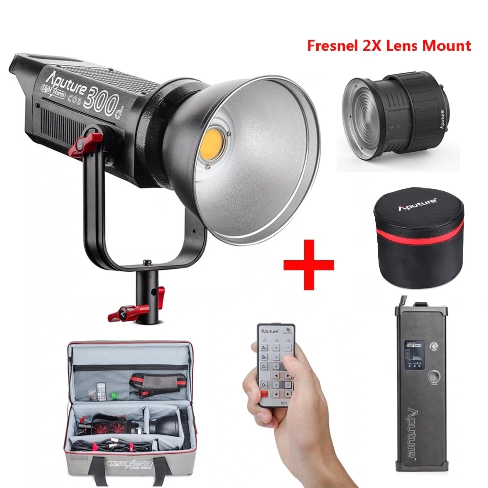 Aputure COB C300D 300D 300W 5500K Дневной сбалансированный светодиодный непрерывный видео свет с Aputure Fresnel 2X Крепление объектива