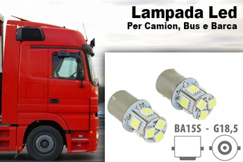 

24V Led lamp Canbus BA15S G18,5 R5W blue color straight feet 8 Smd 5050 for truck Bus boat