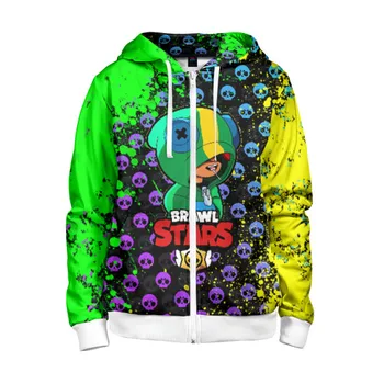 

Children's sweatshirt 3D with zipper Brawl Stars Leon