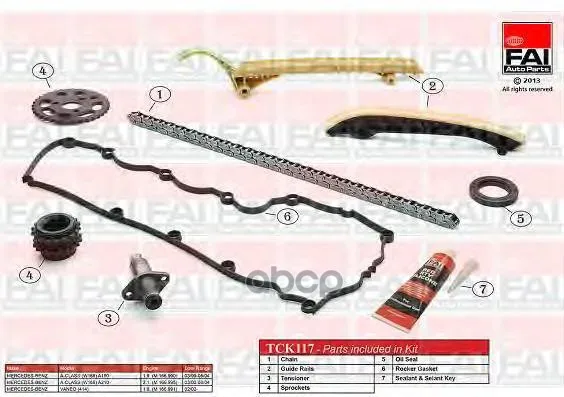 Комплект Цепи Грм Mercedes-Benz A-Class(W168) A 190(168.032 168.132) 03/99-08/04(M 166.990) FAI арт. TCK117