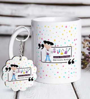 

Personalized Chemistry Teacher White Mug and Keychain Gift Seti-2