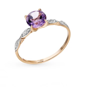 

Gold ring with amethyst and cubic zirconia sunlight sample 585