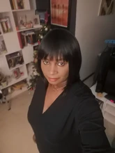 Bob corto pelucas de cabello humano brasileño liso, pelucas de corte corto Remy para mujeres negras, Color Natural, pelucas de máquina completa con explosión