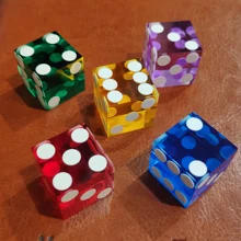 Casino Dice 19mm Numbers Clear Translucent 5pcs of with Razor-Edges And Matching Serial