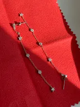 BOAKO-Pendientes de cadena con borlas para mujer, aretes colgantes de estrella, Pendientes para Piercing de plata 925 Kolczyki #9,2