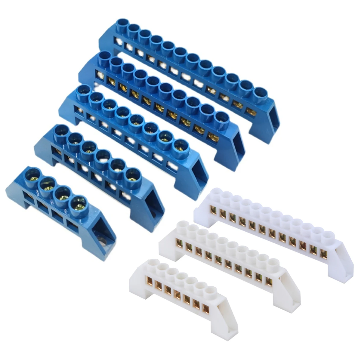 Wire Connectors Din Rail Terminal Block Ground Bar Connector 4Pin 6Pin 8Pin 10PiN 12PiN Brass Screw Grounding Bridge Terminal Block
