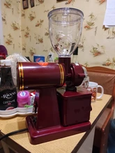 JIQI-molinillo de café eléctrico, máquina moledora de frijol, rebaba plana, rectificadora de 220V/110V, color rojo/negro, para UE y EE. UU.