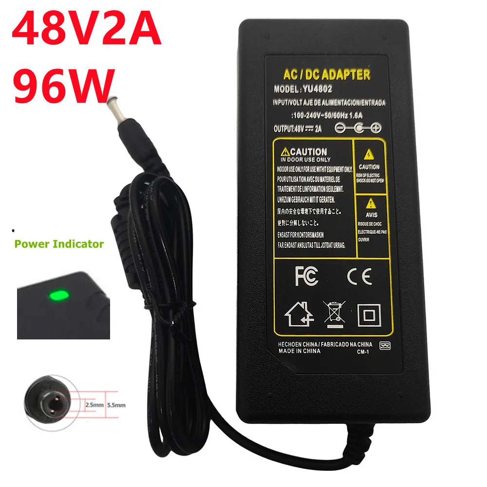 Dc 48 V 2A 2000Ma 96W Adattatore Di Alimentazione Poe 48 V Volt Per Cctv Sorveglianza Di Sicurezza Iniettore Poe Ethernet Ip Camera Phone