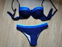 Swimwear Bikini-Set Bathing-Suit Push-Up Two-Piece Underwire Beachwear Patchwork Sexy