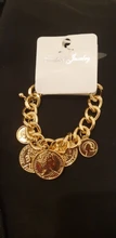 Flashbuy Big Gold Punk Chain Coins Bracelet Personality Vintage Portrait Charms Bracelets