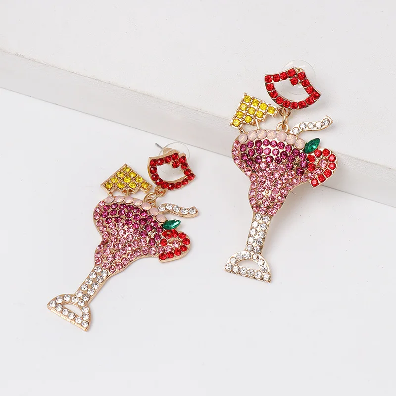 Рождество новый дизайнер Фруктовое вино стекло висячие серьги несколько цветов