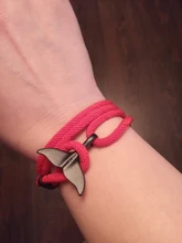 Viking Bracelet String Charms Jewelry Whale Tail Hand Braided Red Rope Men Wristband