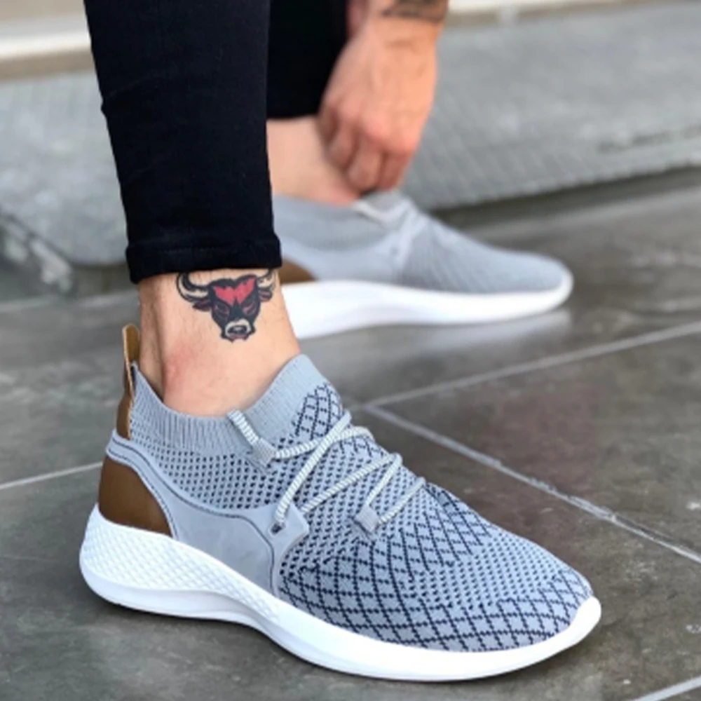 Мужская Спортивная обувь BA0001 Fly Rahat Yüksek Taban Gri Erkek Spor новые модели повседневной