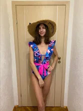 Slimming Swimwear Bathing-Suit Beach-Wear Ruffle One-Piece Sexy Monkini Print Floral
