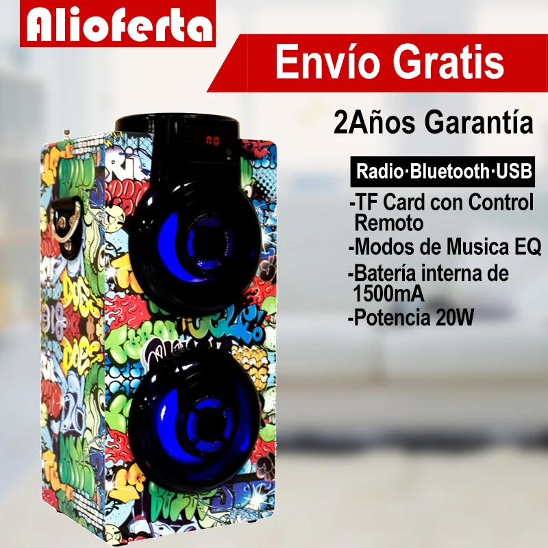 Bluetooth Speaker Powerful Portable Large Power 20W MP3 / Radio / USB with Led Light Cheap Control Knob