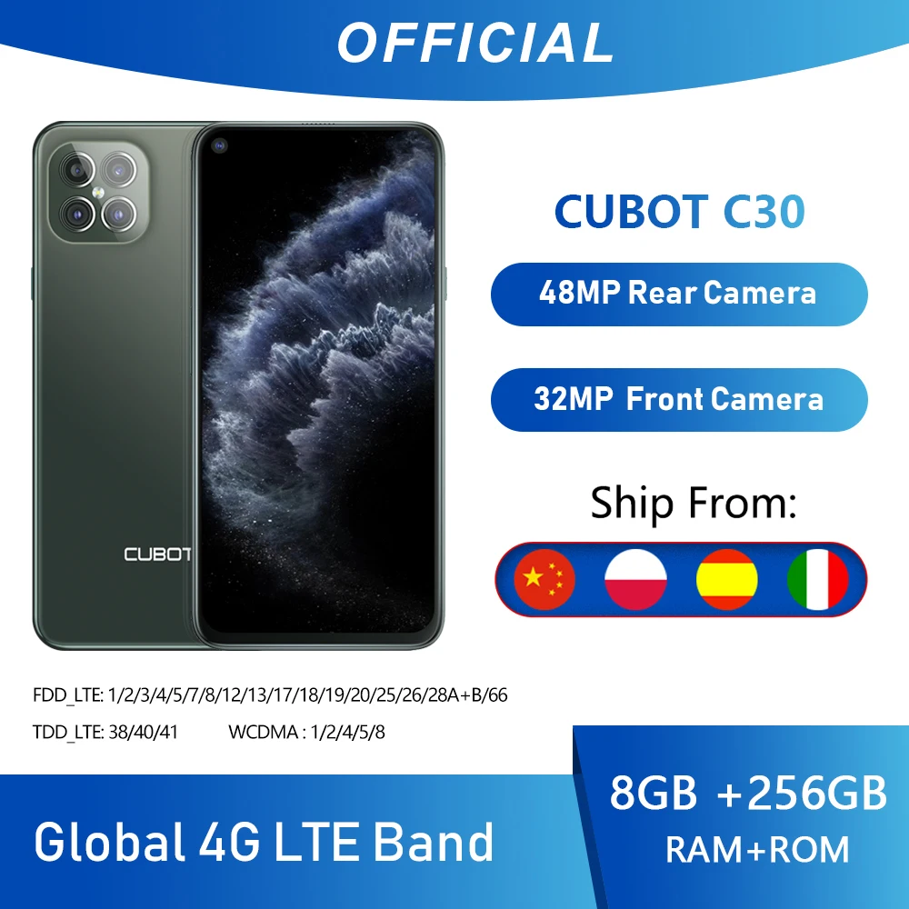 Permalink to Cubot C30 48MP Quad AI Camera 8GB+256GB 32MP Selfie Smartphone Global 4G LTE Helio P60 NFC 6.4 Inch FHD+ 4200mAh Android 10