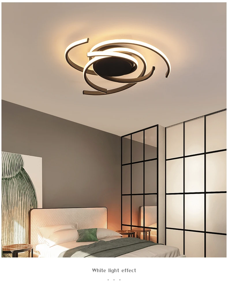 dining room light fixtures Bedroom Ceiling Lamp Home Decor Modern White LED Chandelier For Living Room Apartment Children's Black Creative Ring Smart Light modern crystal chandelier